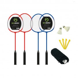 Set Badminton Sixzero Adulto 4 Raq.+ 2 Plumas + Red + Porta Red
